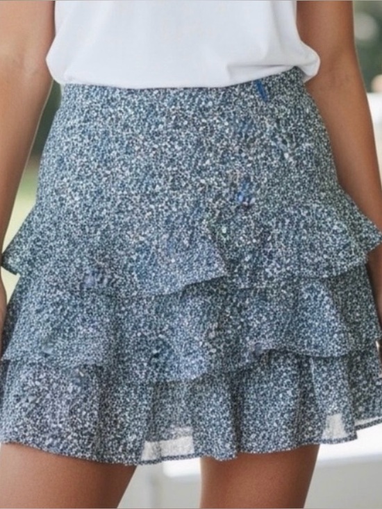 Lilou Dresses & Skirts - NWOT  Fun Blue Floral Tiered Mini Skirt